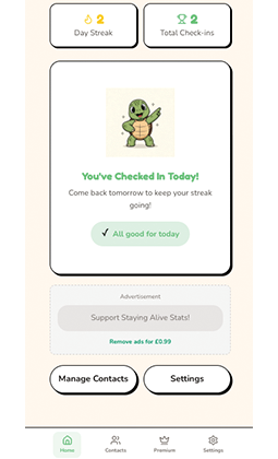 app and user's home page